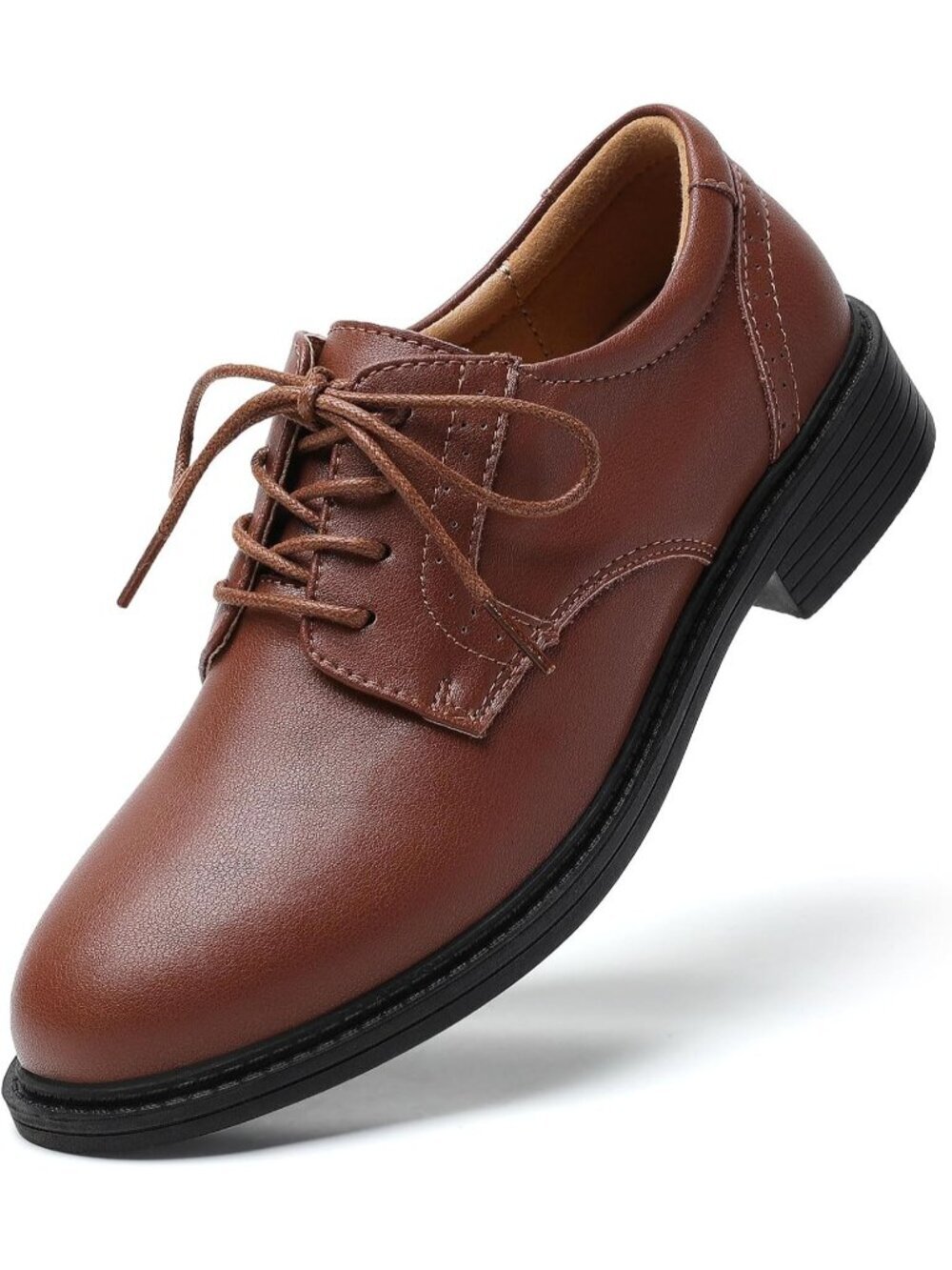 Women Brown Round Toe Lace up Formal Oxford Shoes for Office Ladies Business